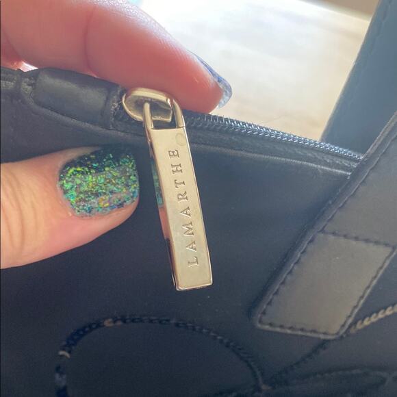 Lamarthe Paris Black Nylon and Leather Tote Bag - Picture 4 of 11